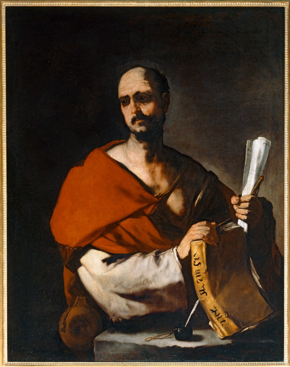 Philosophe tenant un livre et un rouleau de papier - … - Luca (circle of) Giordano