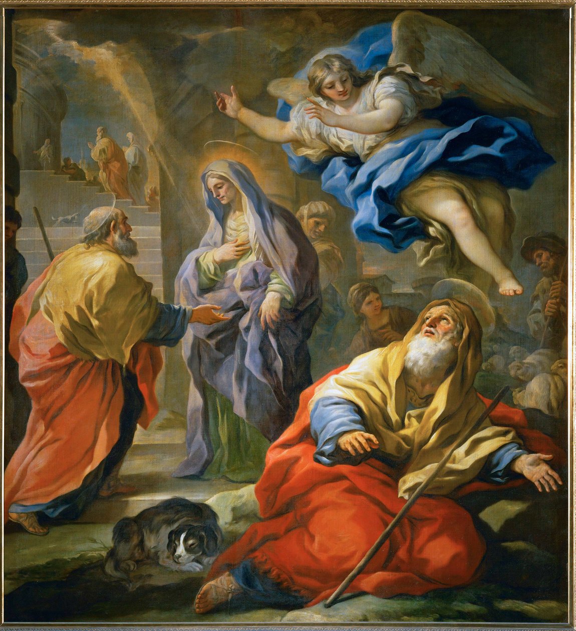 Annonciation à Joachim (peinture sur toile) - Luca Giordano