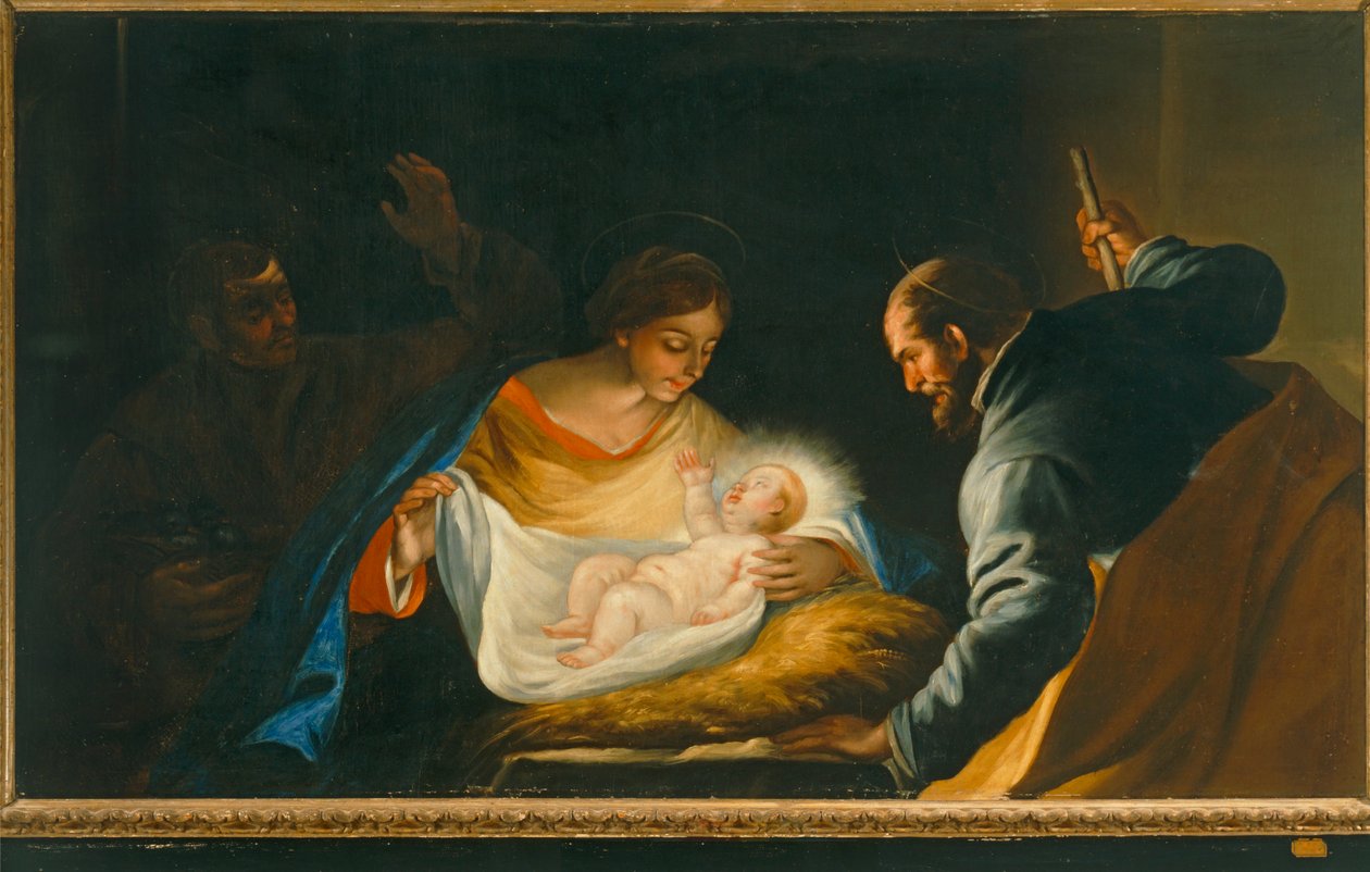 Nativité avec un prêtre (peinture) - Luca Giordano