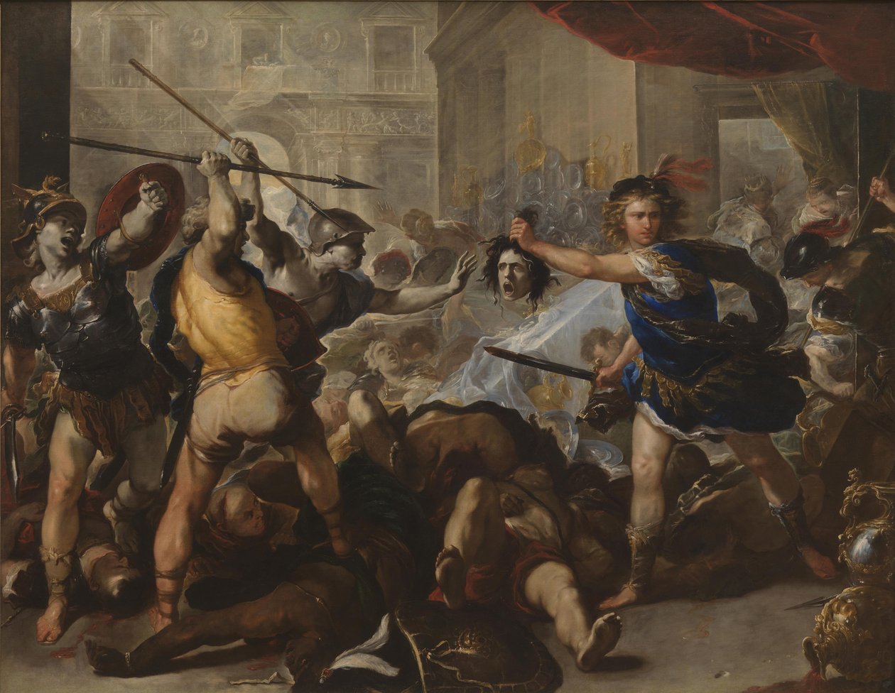 Persée transformant Phinée et ses partisans en pierre, début des années 1680 - Luca Giordano