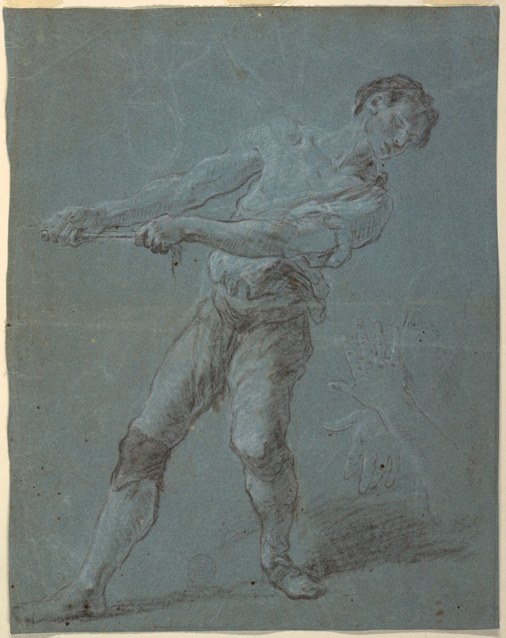 Jeune homme tirant une corde - Luca Giordano