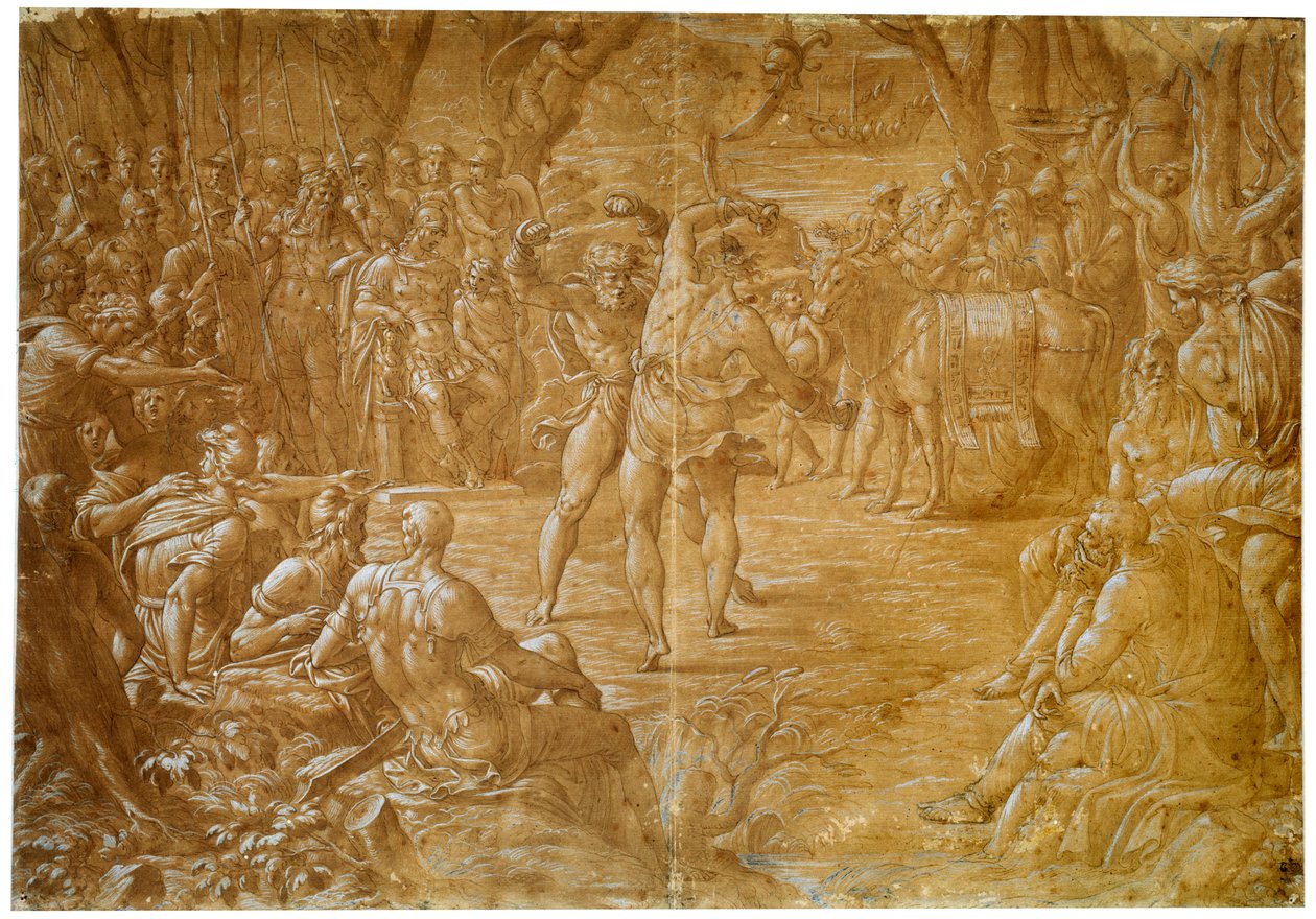 Le combat entre Entellus de Sicile et Dares de Troie, vers 1544 - Luca Penni