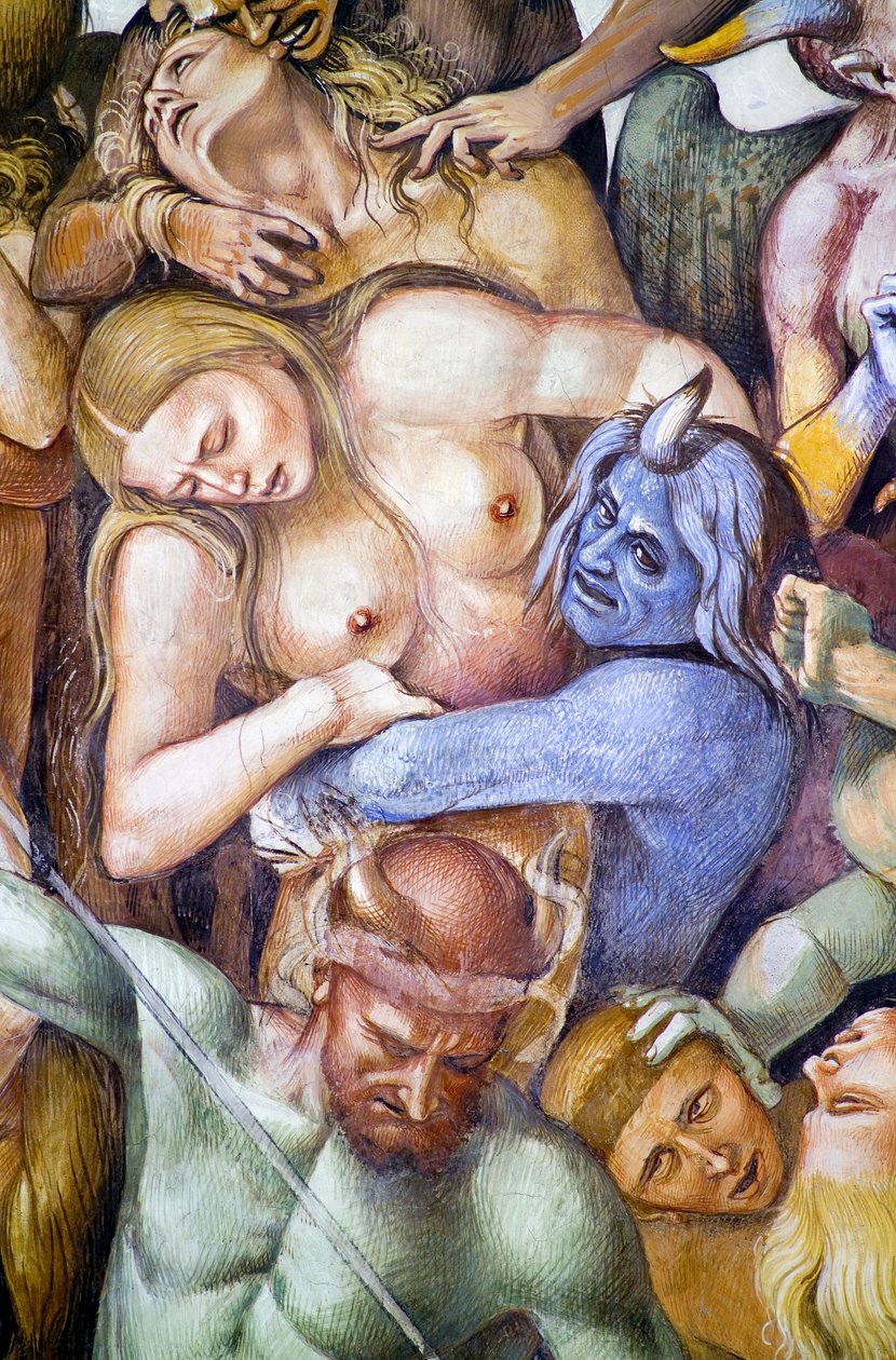 Damnés en enfer, détail avec autoportrait de Luca Signorelli en démon bleu - Luca Signorelli