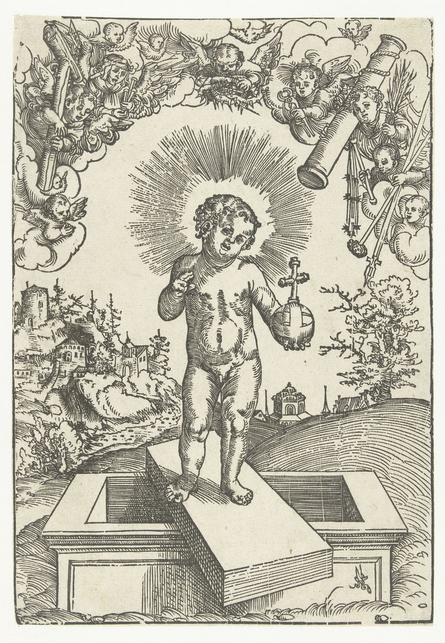 Enfant Jésus comme rédempteur entouré d