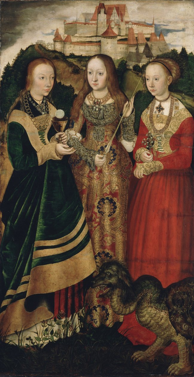 Retable avec le martyre de Sainte Catherine, aile droite : Sainte Barbara, Ursula et Marguerite - Lucas Cranach the Elder