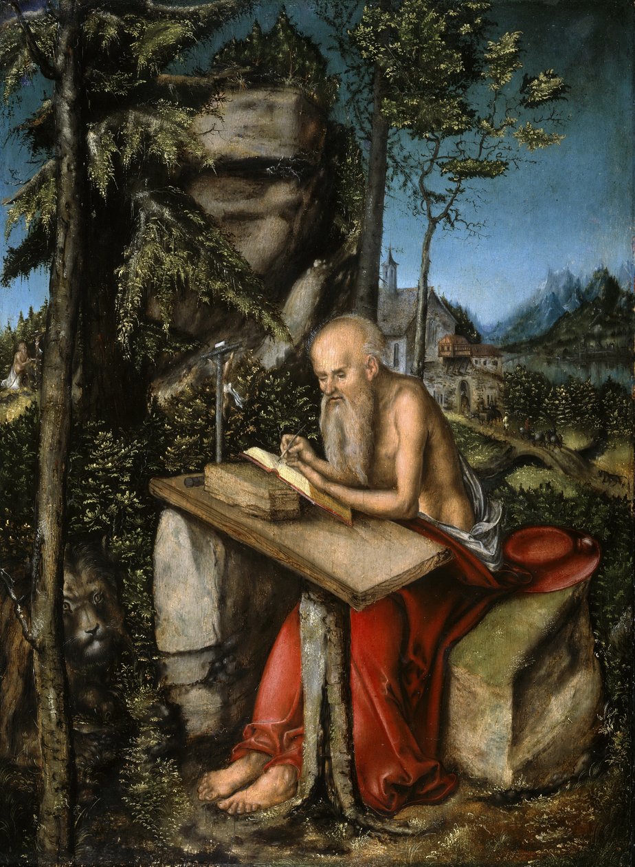 French : Saint Jérôme dans un paysage rocheux St. Jerome in Rocky Landscape - Lucas Cranach the Elder