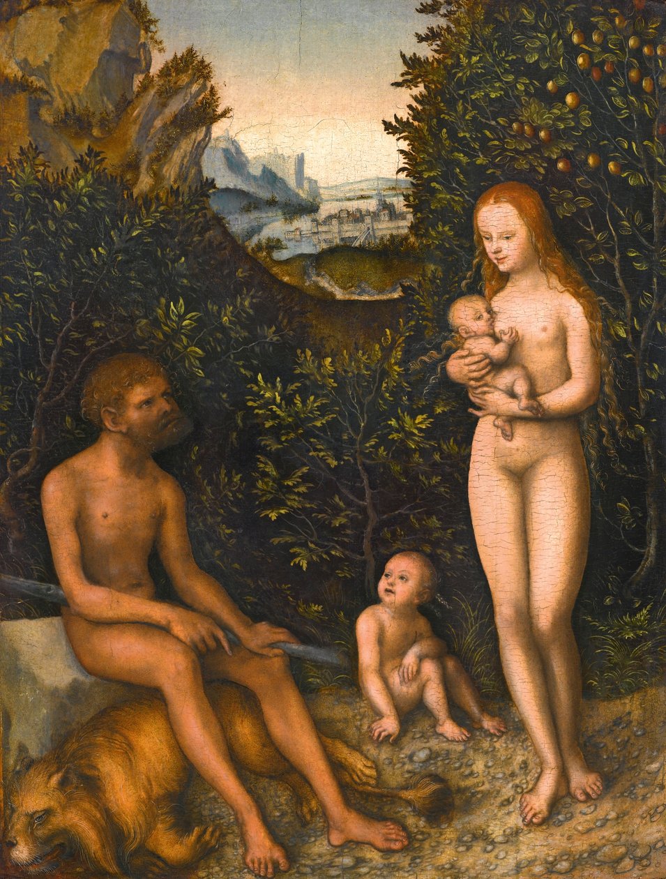 French : La famille Faun avec le lion abattu The Faun family - Lucas Cranach the Elder