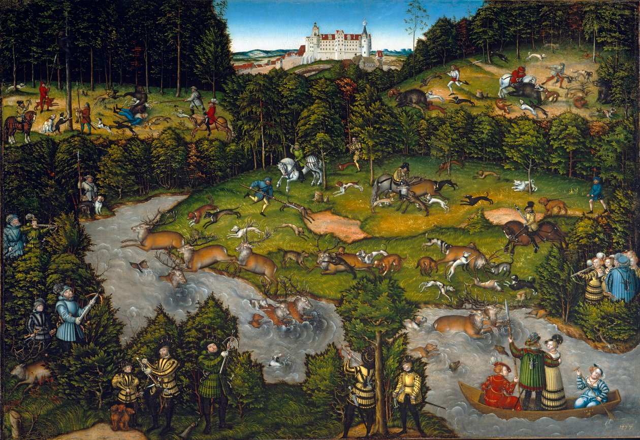 Chasse à courre au château de Hartenfels (Torgau en Saxe) - Lucas Cranach the Elder