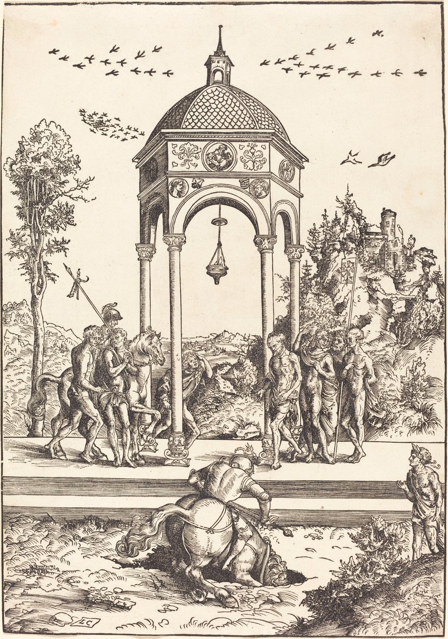 Marcus Curtius plongeant dans le gouffre - Lucas Cranach the Elder