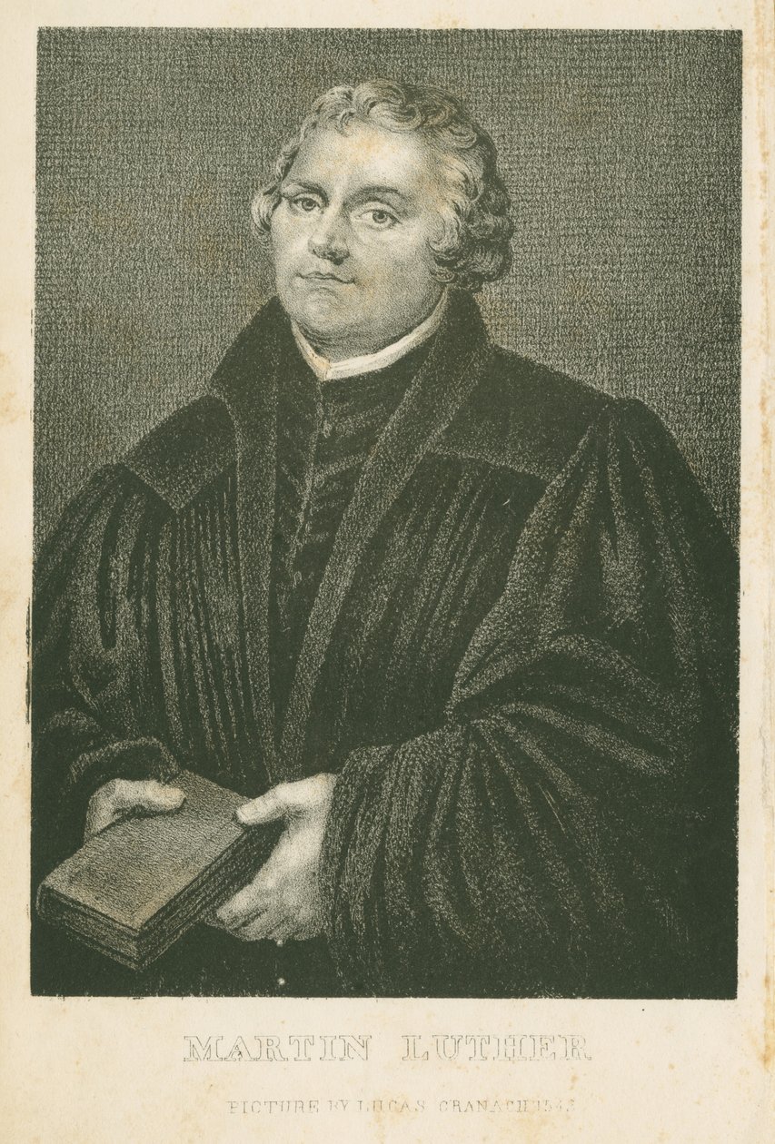 Martin Luther, lithographie de James Weber (c.1824-86), vers 1850 - Lucas Cranach the Elder