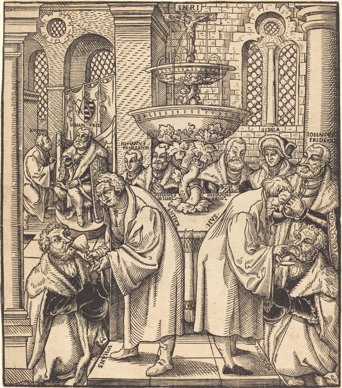 Les réformateurs Luther et Hus donnant la communion aux princes de la maison de Saxe - Lucas Cranach the Elder