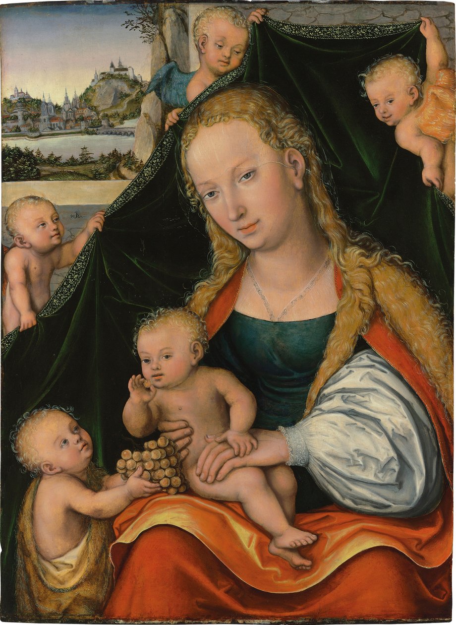 Allemand : Madonna und Kind mit dem Johannesknaben und Engeln La Vierge et l