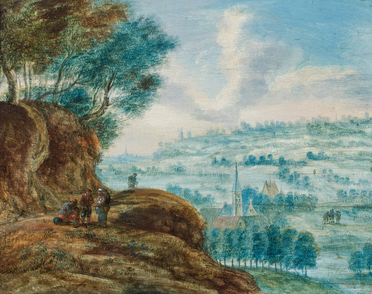 Figures sur une route au-dessus d