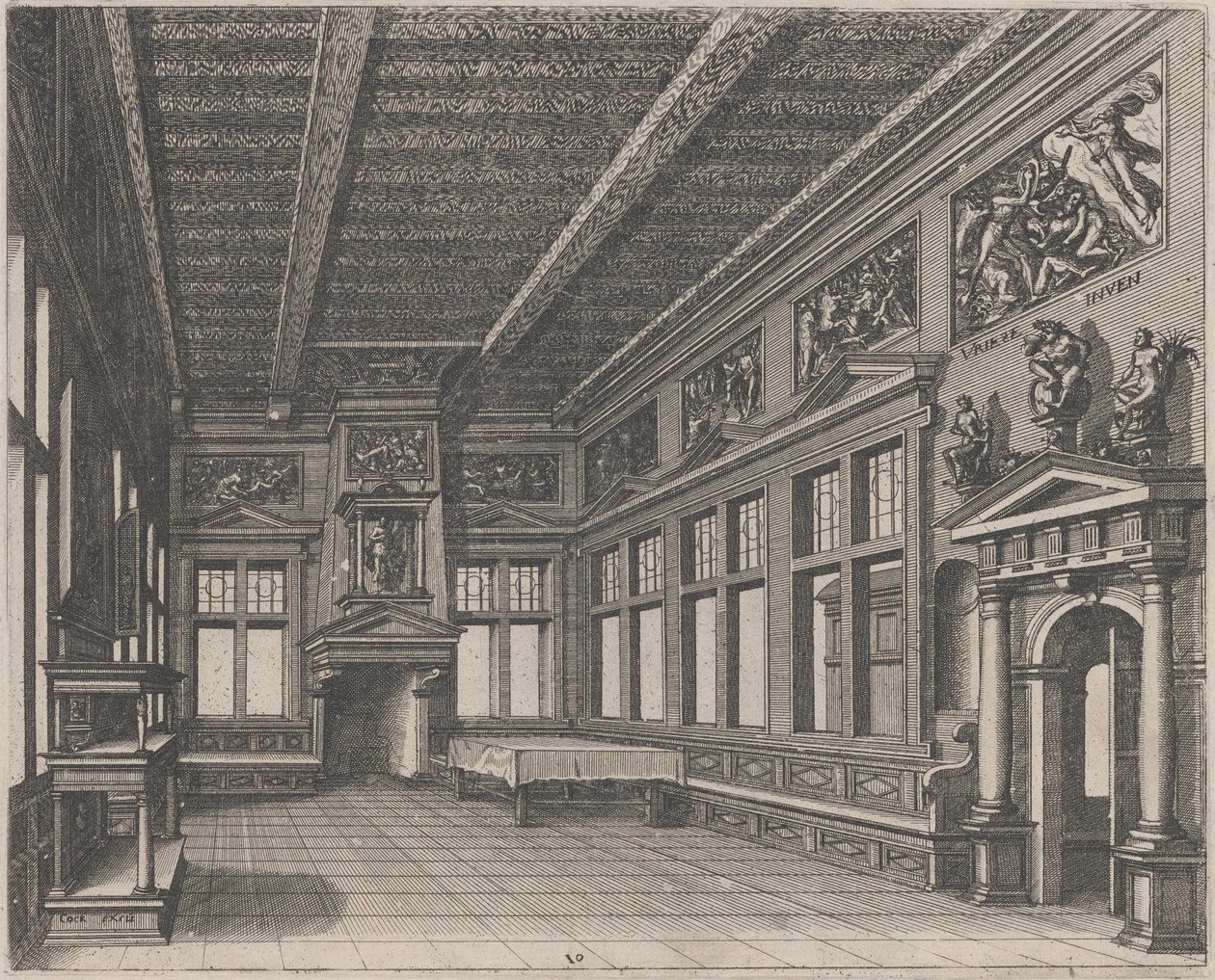 Intérieur avec buffet, cheminée et peintures religieuses - Lucas van Doetechum and Johannes