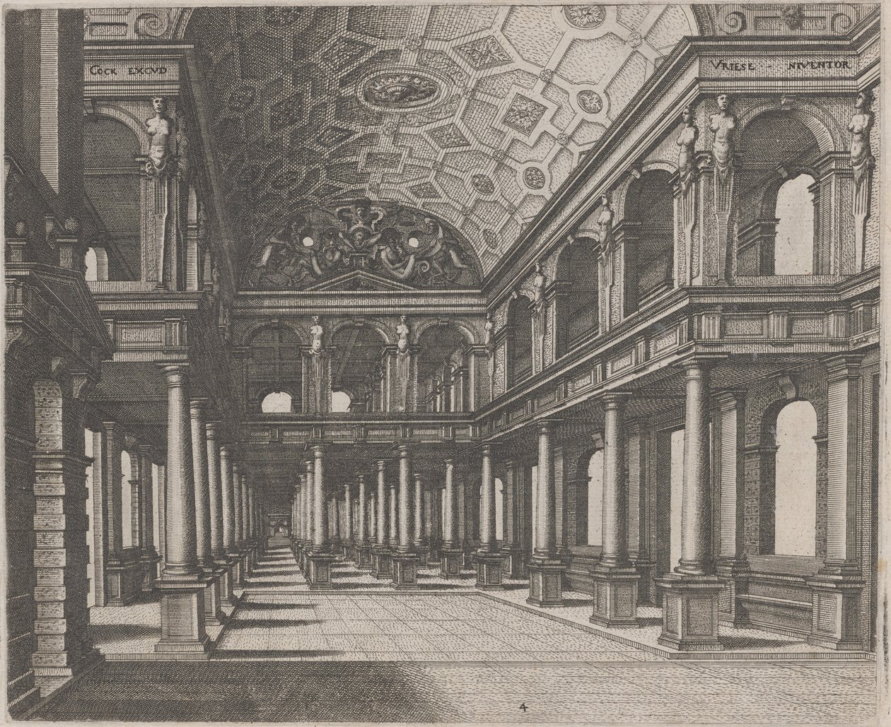 Vue dans une salle avec colonnes toscanes - Lucas van Doetechum and Johannes