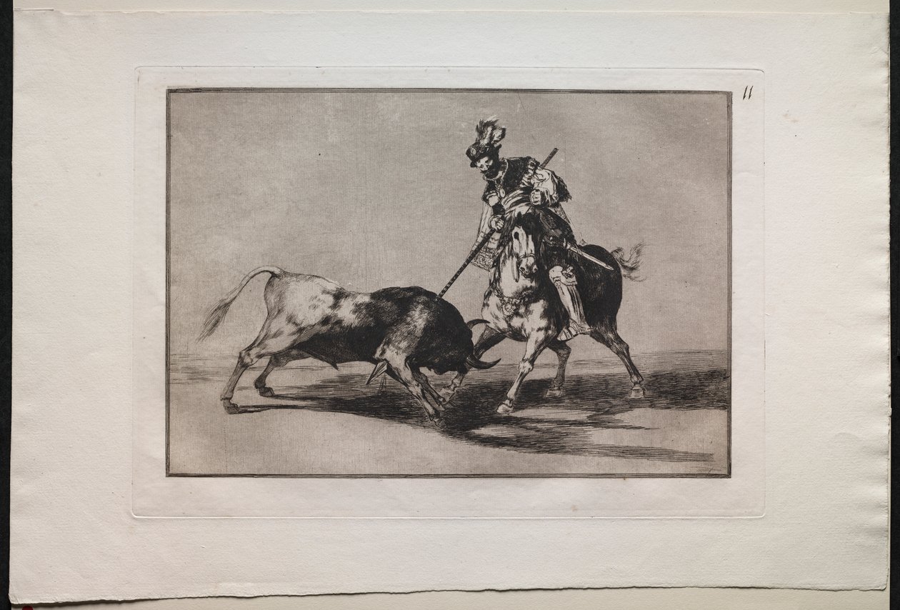 Corridas : El Cid Campeador transperçant un autre taureau - Lucas van Leyden