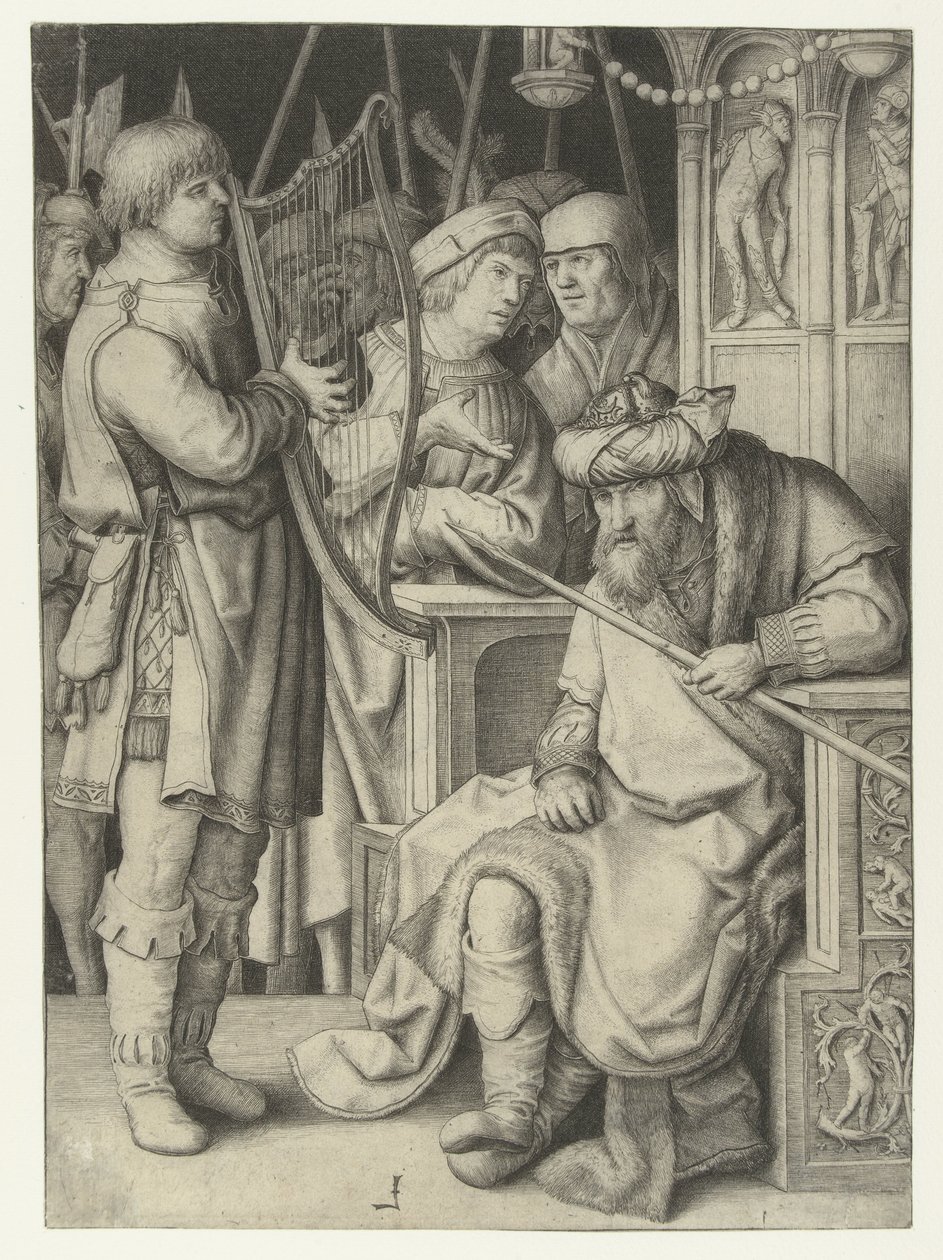 David jouant de la harpe pour Saül - Lucas van Leyden