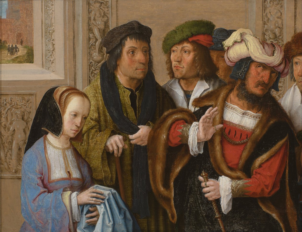 La femme de Putiphar montre à son mari le manteau de Joseph. À l