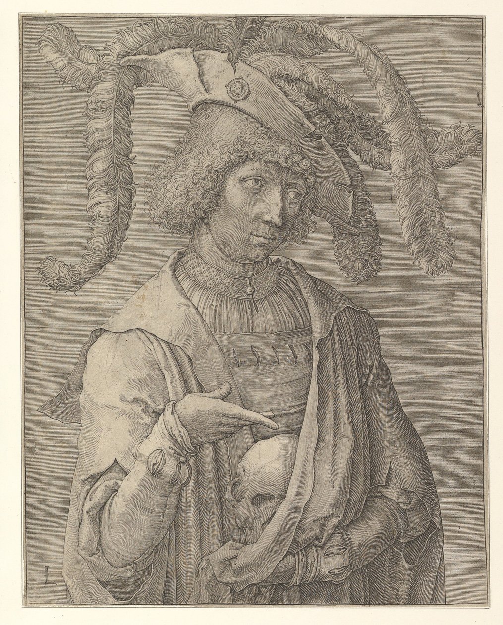 Jeune homme avec un crâne - Lucas van Leyden
