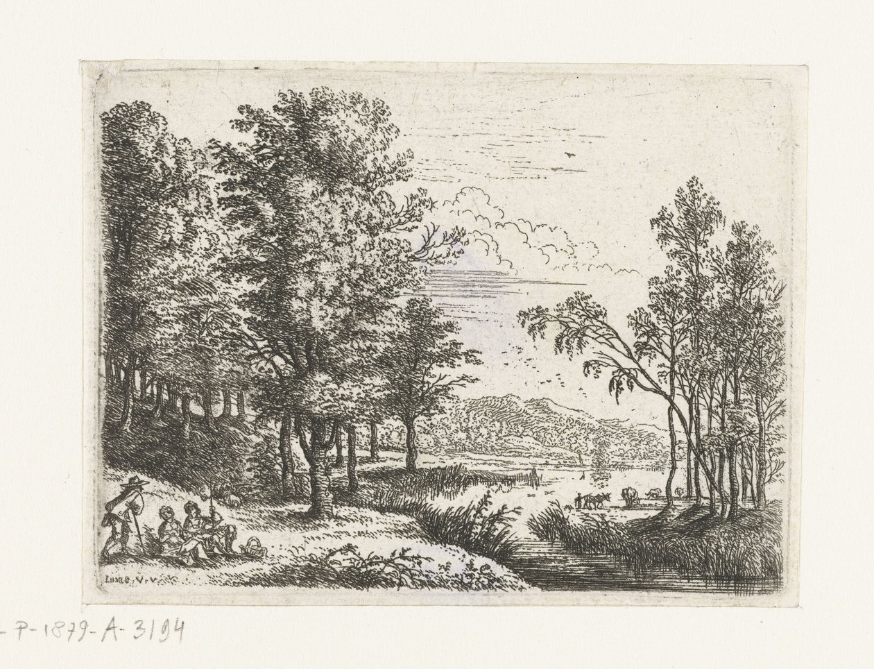 Paysage avec trois figures près d