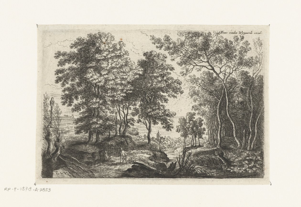 Paysage avec un ruisseau à travers une forêt Six paysages (titre de la série) - Lucas van Uden