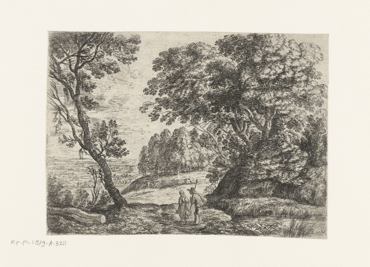 Paysage avec un homme et une femme en conversation - Lucas van Uden