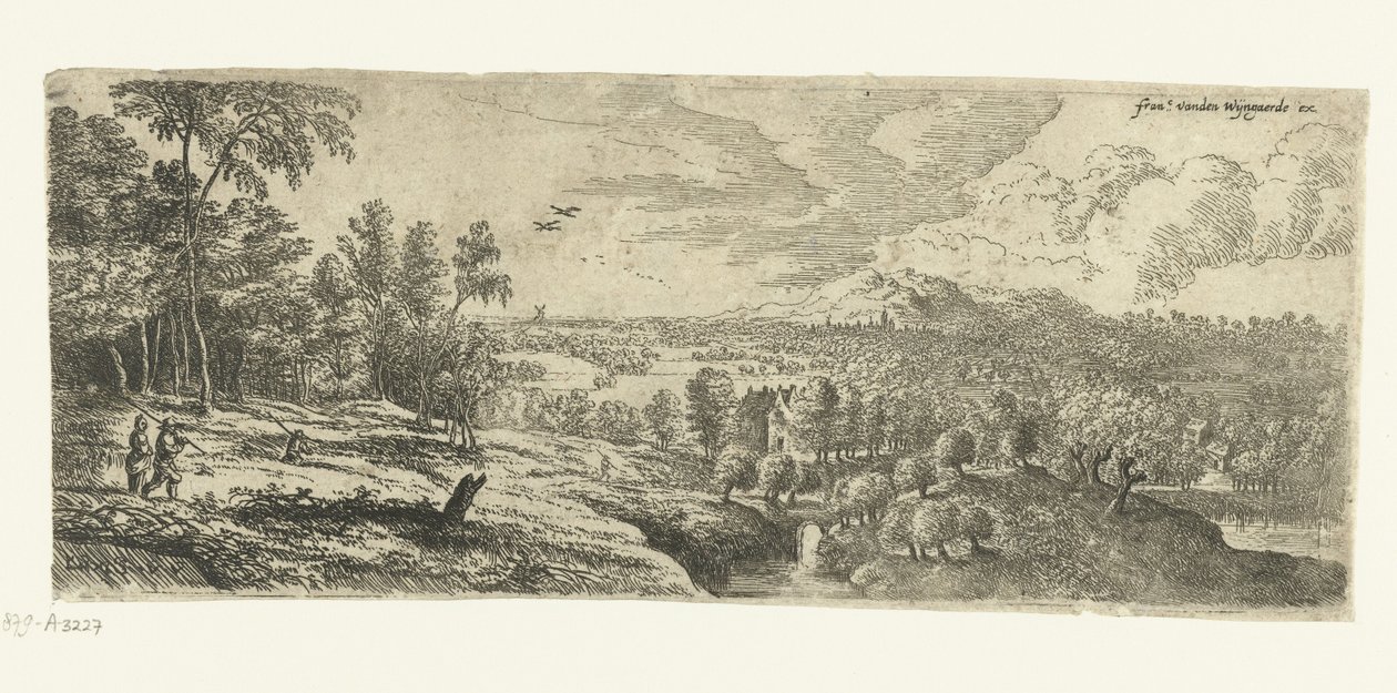 Paysage avec des hommes portant des bâtons (Paysages larges) - Lucas van Uden