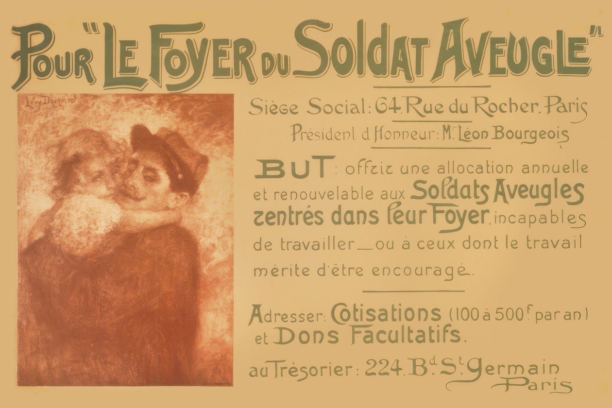 Un soldat aveugle tenant une petite fille dans ses bras - Lucien Levy-Dhurmer