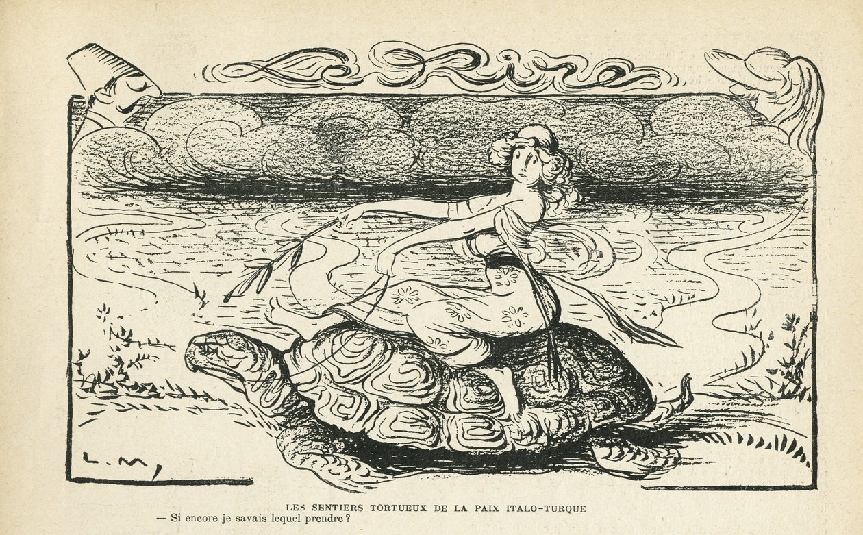 Illustration dans Le Rire, 05/10/12 - Les chemins tortueux de la paix italo-turque - Lucien Metivet
