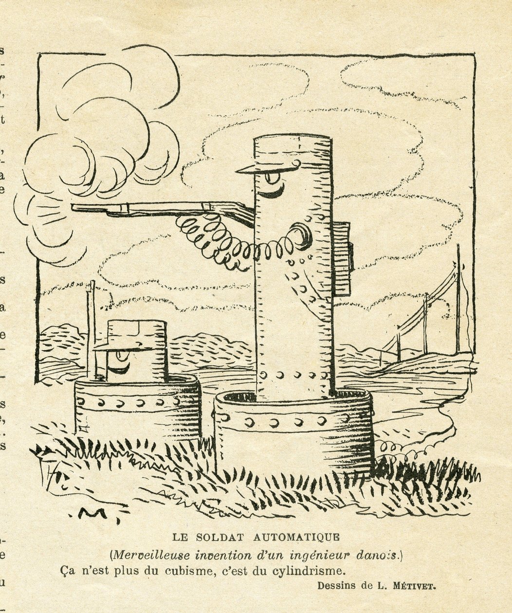 Illustration dans Le Rire, 30/08/13 - le soldat automatique (gravure) - Lucien Metivet