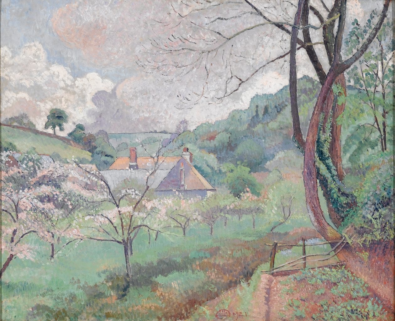 Fleurs de pommier, ferme de Riversbridge, Blackpool - Lucien Pissarro
