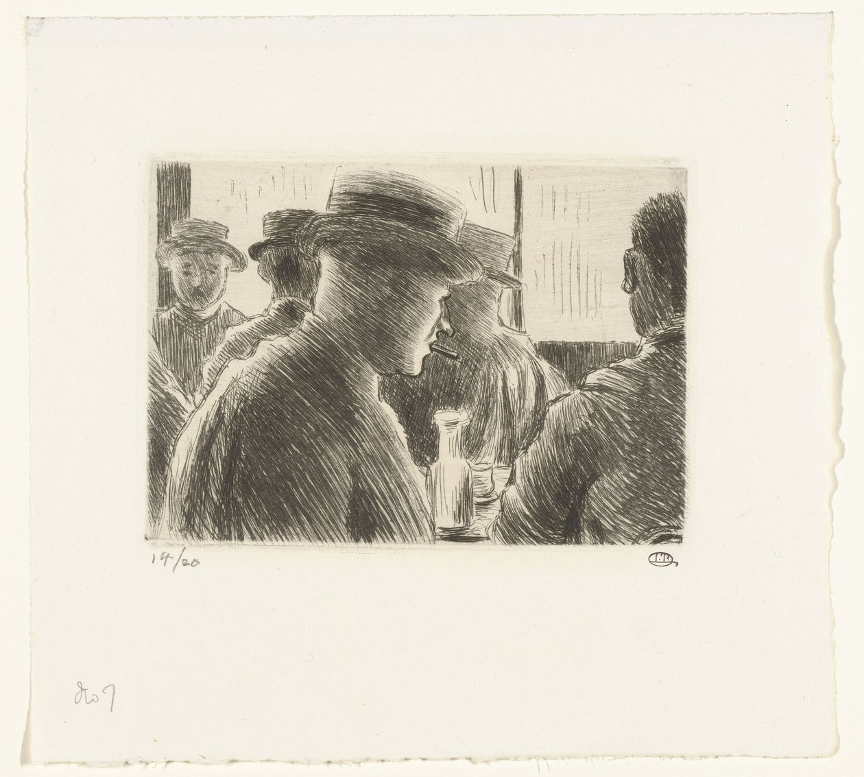Hommes dans un café - Lucien Pissarro