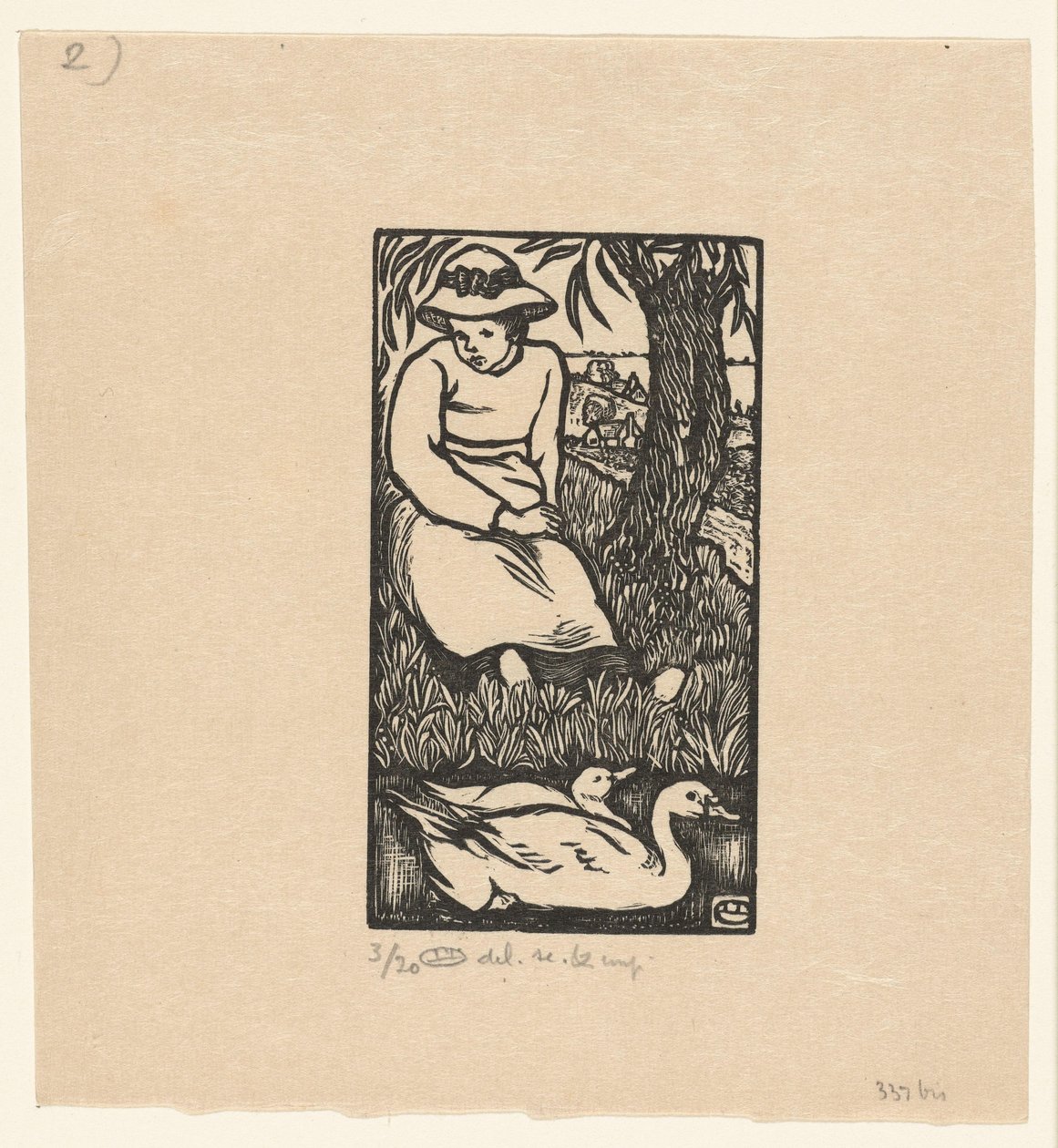 Fille et deux canards - Lucien Pissarro