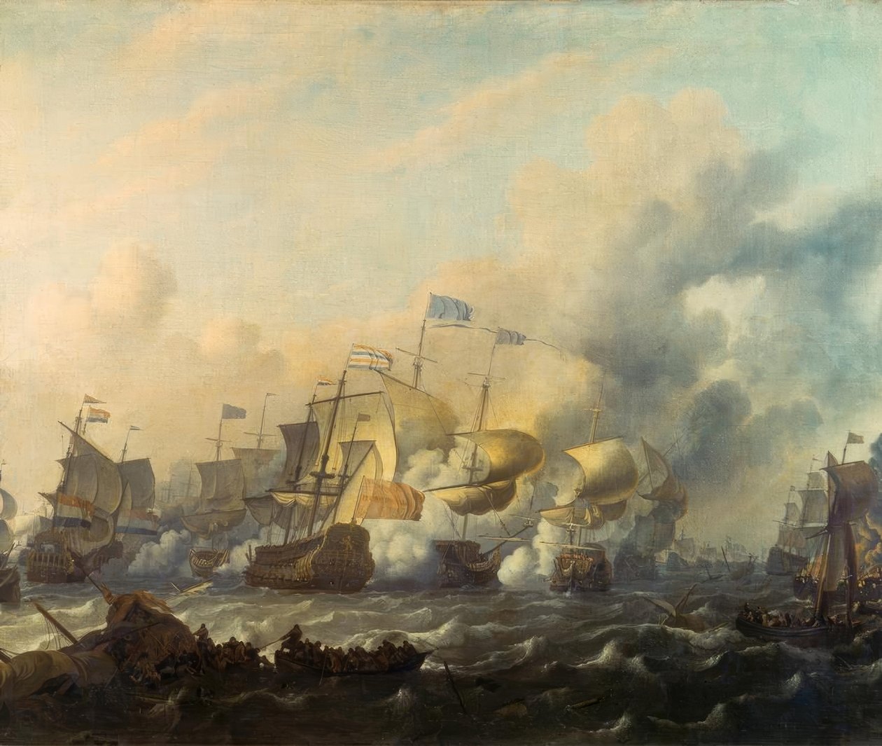 Une bataille navale entre Hollandais et Anglais - Ludolf Backhuysen