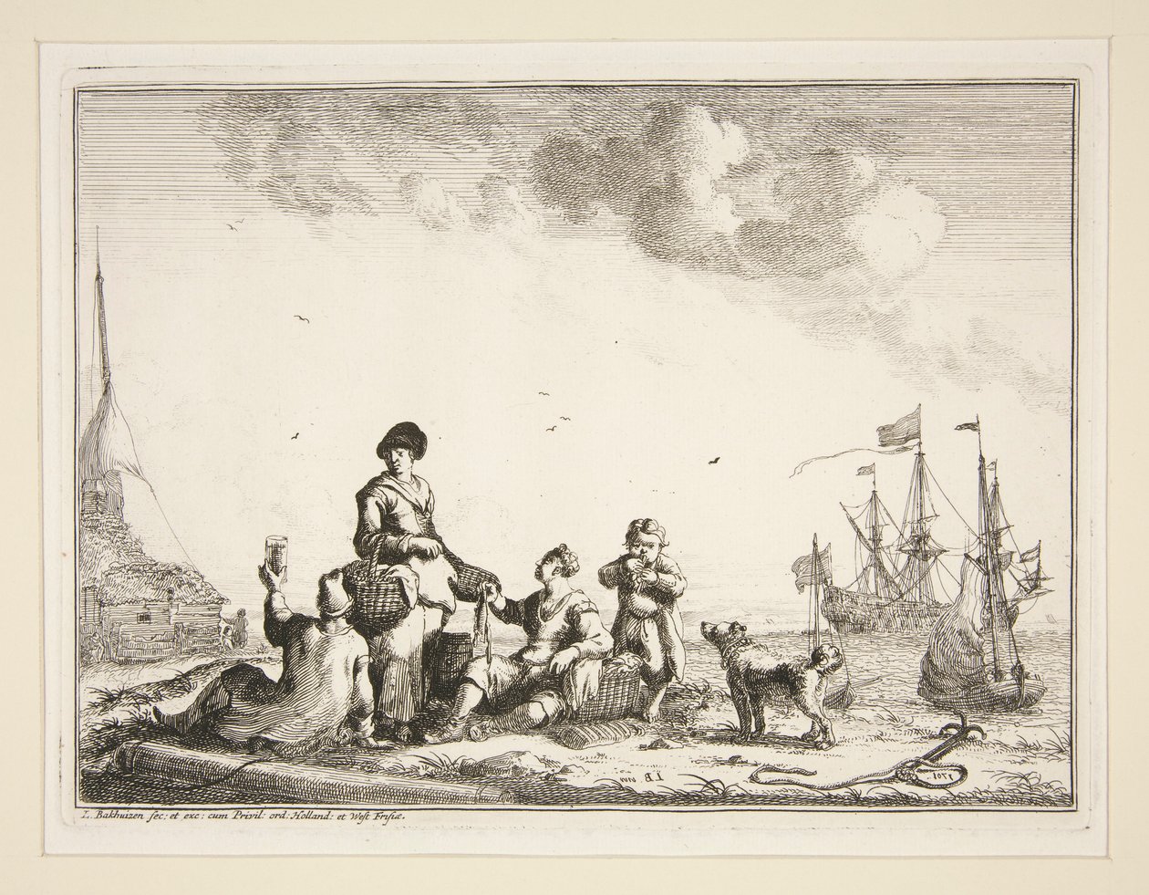 Port avec Marins et un Vendeur de Poissons - Ludolf Backhuysen
