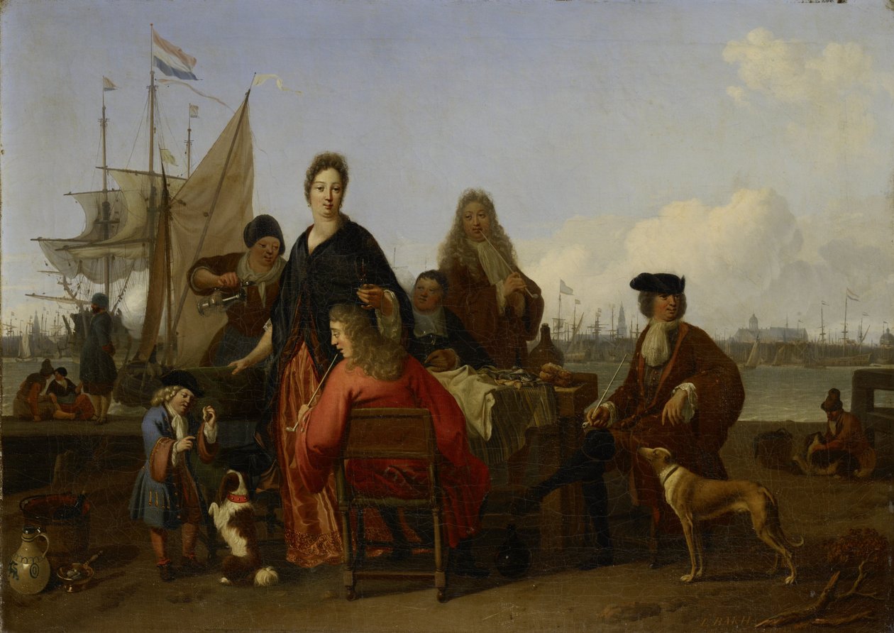 Les familles Bakhuysen et de Hooghe dînent au Mosselsteiger - Ludolf Bakhuizen