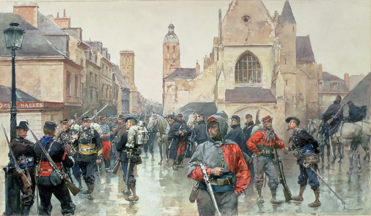 Un rassemblement des Garibaldini et des troupes françaises à Tours - Ludovico Marchetti