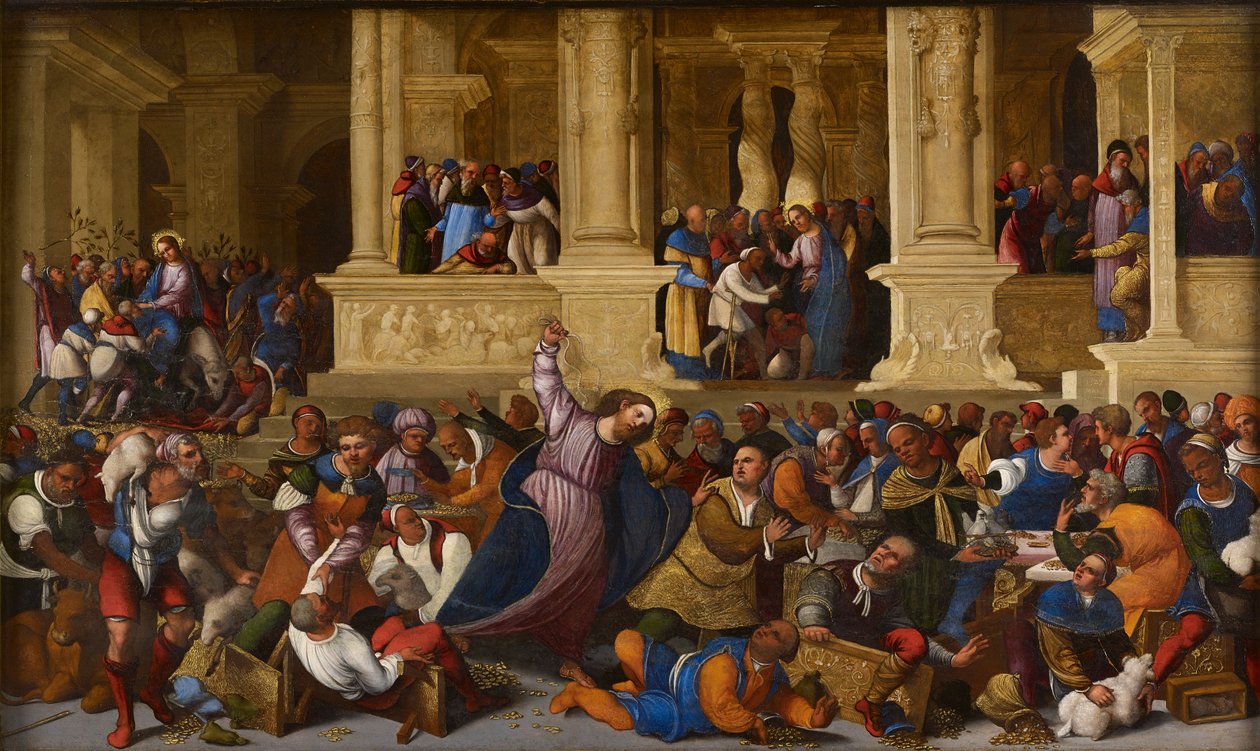 Le Christ chassant les marchands du temple - Ludovico Mazzolino