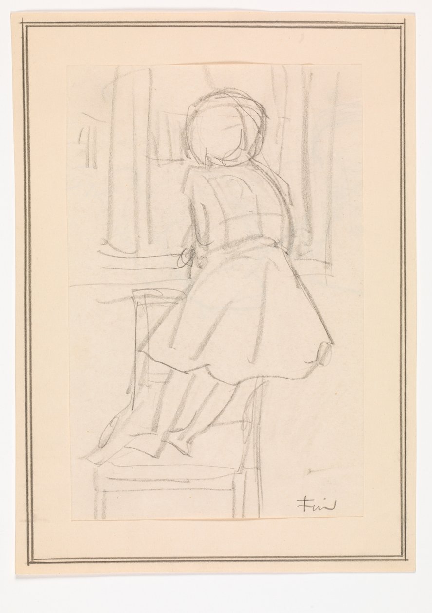 Petite fille debout sur une chaise regardant par une fenêtre - Ludvig Find