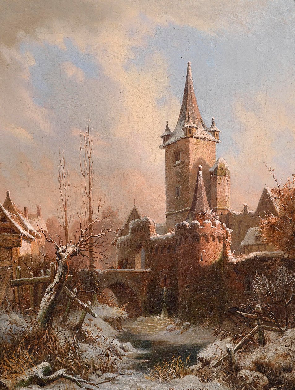 Carl Ludwig Ferdinand Messmann Paysage de château en hiver - Ludvig Messmann