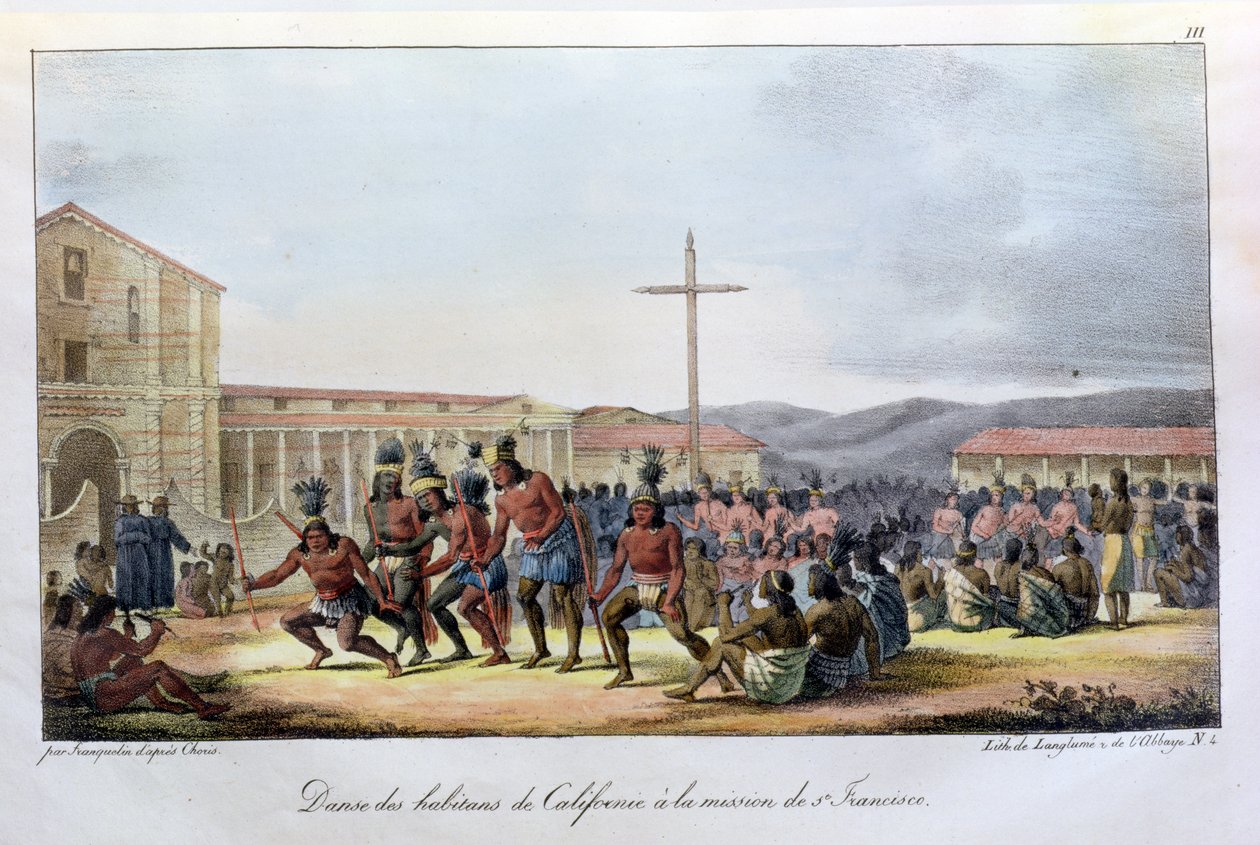 Danse rituelle des indigènes de Californie, à la mission de San Francisco, de 