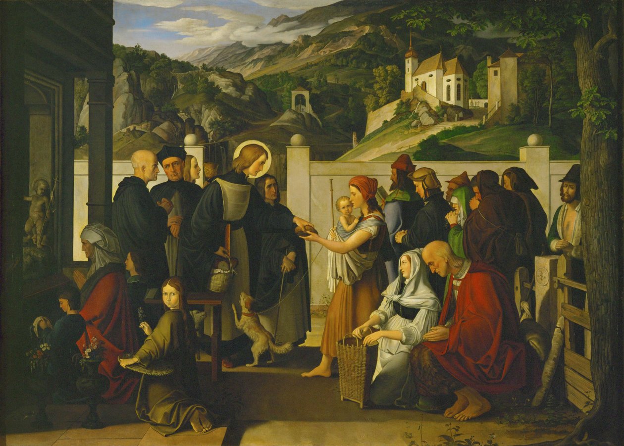 Saint Rochus distribuant des aumônes Huile en (peinture sur toile) - Ludwig Ferdinand Schnorr von Carolsfeld