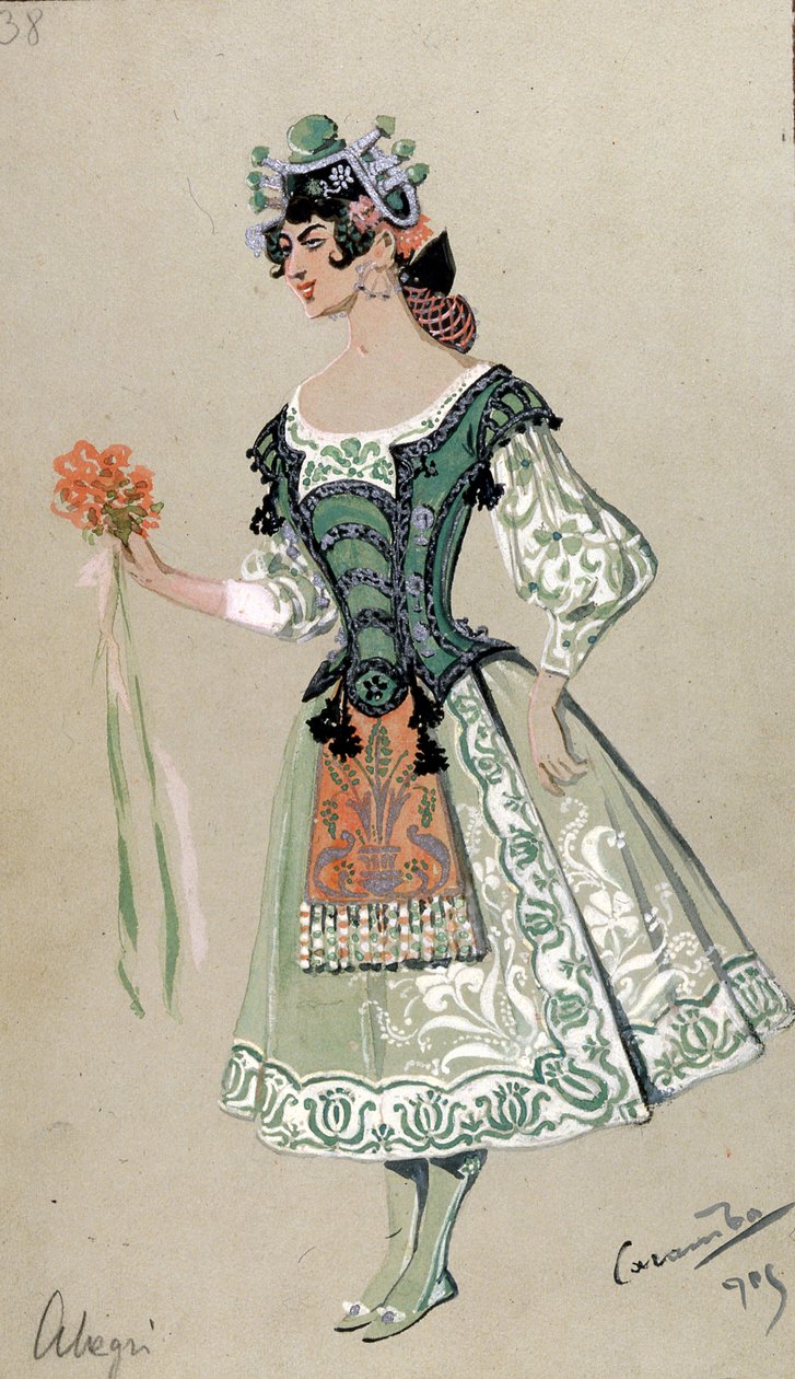 Costume pour Barbarina, de "Les Noces de Figaro" de Wolfgang Amadeus Mozart, 1905 - Luigi Sapelli Caramba