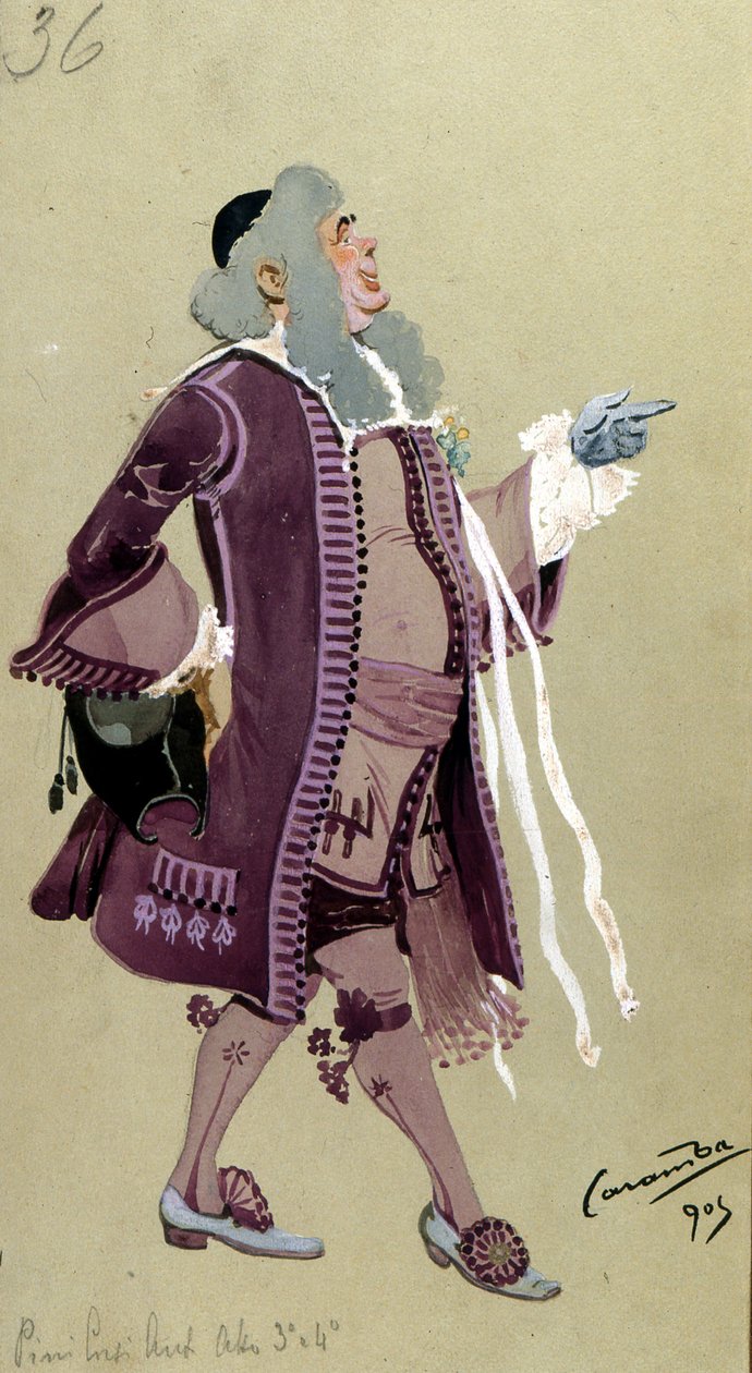 Costume pour Don Bartolo, des Noces de Figaro de Wolfgang Amadeus Mozart, 1905 - Luigi Sapelli Caramba
