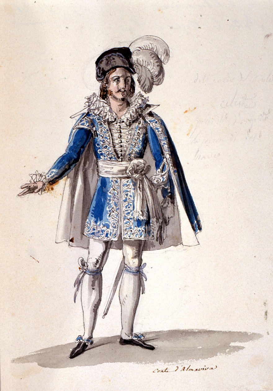 Costume pour le Comte Almaviva, de Les Noces de Figaro, 1905 - Luigi Sapelli Caramba