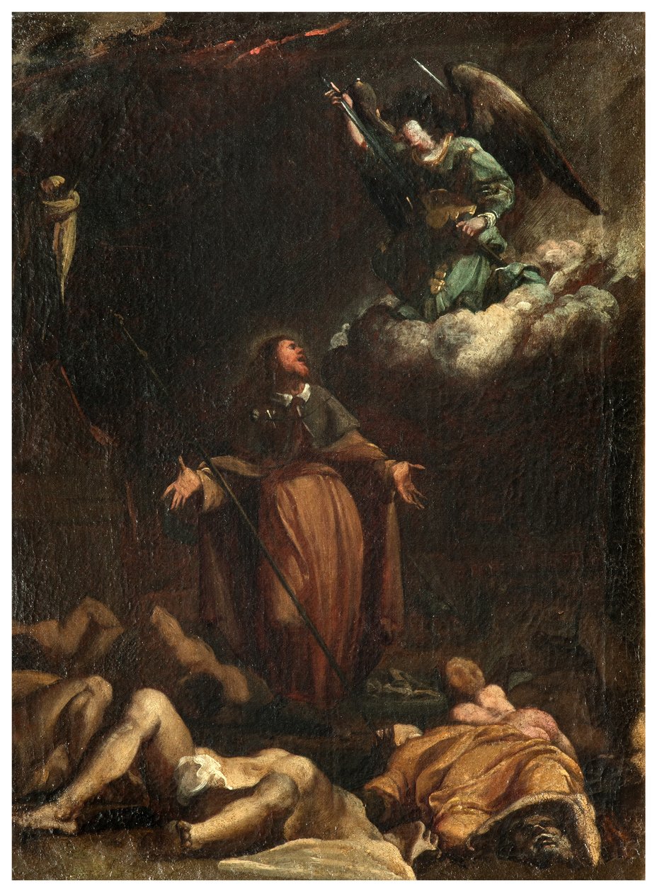 Transept nord, Autel de San Rocco 1635, 45, Genovesino 1645, San Rocco obtient la cessation de la peste, Partie inférieure gauche peinte - Luigi Miradori
