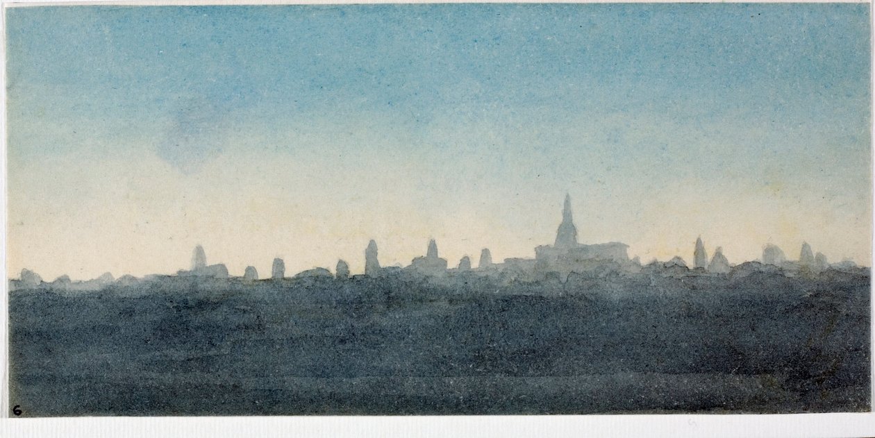 Vue de la ville de Florence, profil des maisons et des monuments (aquarelle) - Luigi Garibbo