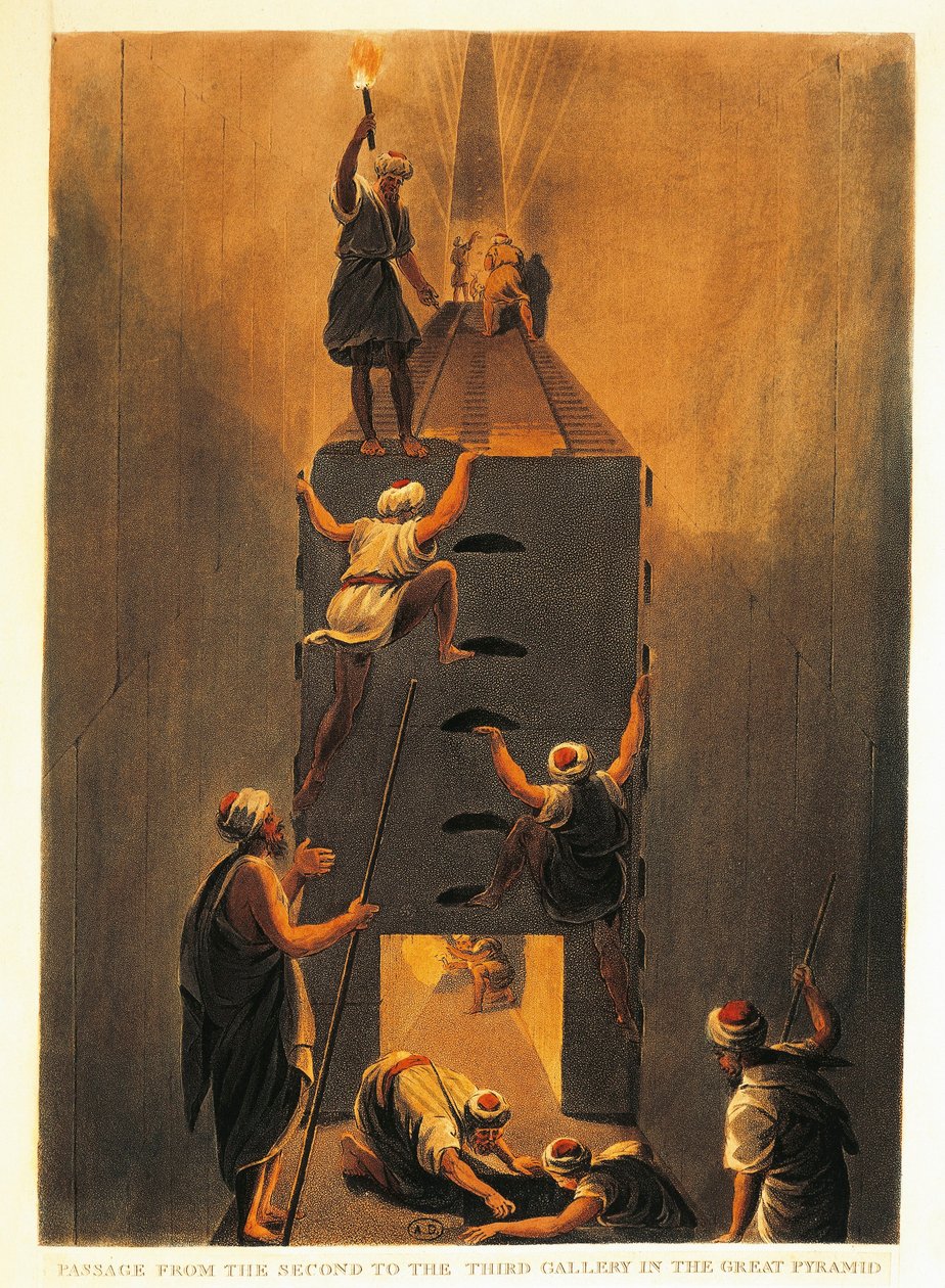 France, Paris, Passage de la deuxième à la troisième galerie dans la Grande Pyramide de Gizeh - Luigi Mayer