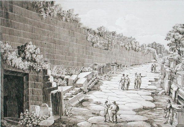 Route romaine vers Tusculo, après sa première excavation en 1825, de 