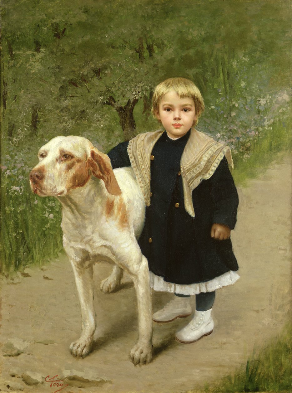 Jeune enfant et un grand chien - Luigi Toro